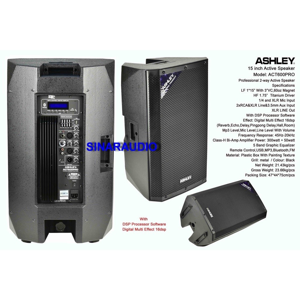 Speaker Aktif ASHLEY ACT600PRO / ACT 600PRO ( 15 inch ) Harga Sepasang Original