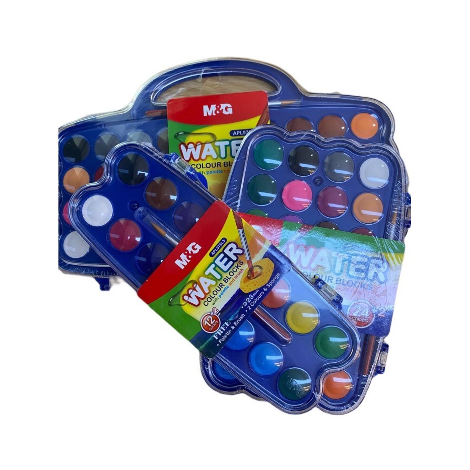 

Cat air padat M&G / M&G Watercolor Block Mini 23mm diameter isi 12 24 36 Warna