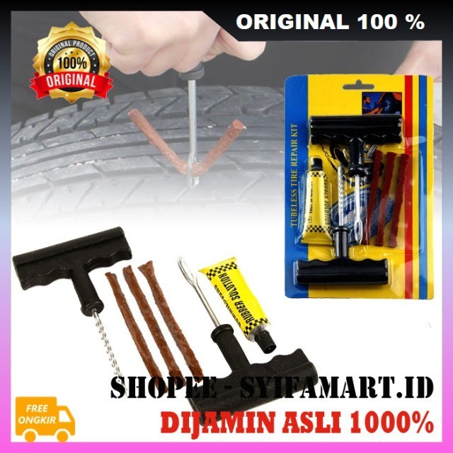 Tire Repair Kit Alat Tambal Ban Tubles Alat Penambal Ban Mobil Motor Paket Tambal Ban 100% ORIGINAL