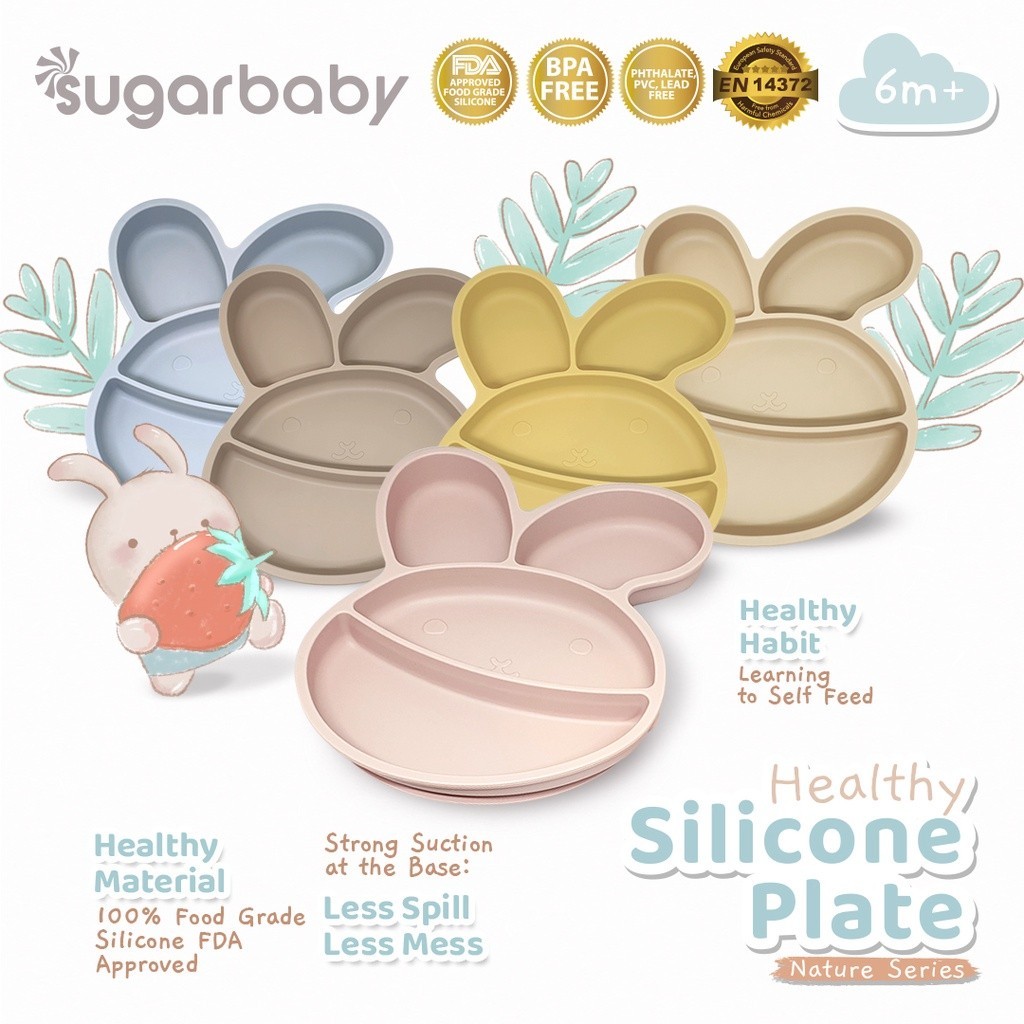 Sugarbaby Healthy Silicone Plate Nature Series/ Piring Silikon/ Freezer Safe & Oven/Steamer Safe