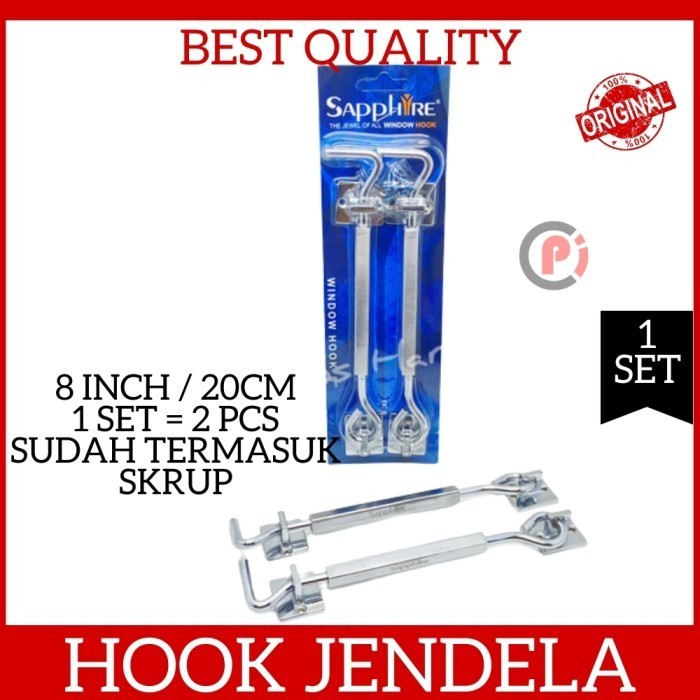 Set Isi 2 Pcs Hook Cantolan Jendela Hak Angin Ukuran 8 Inch Stainless