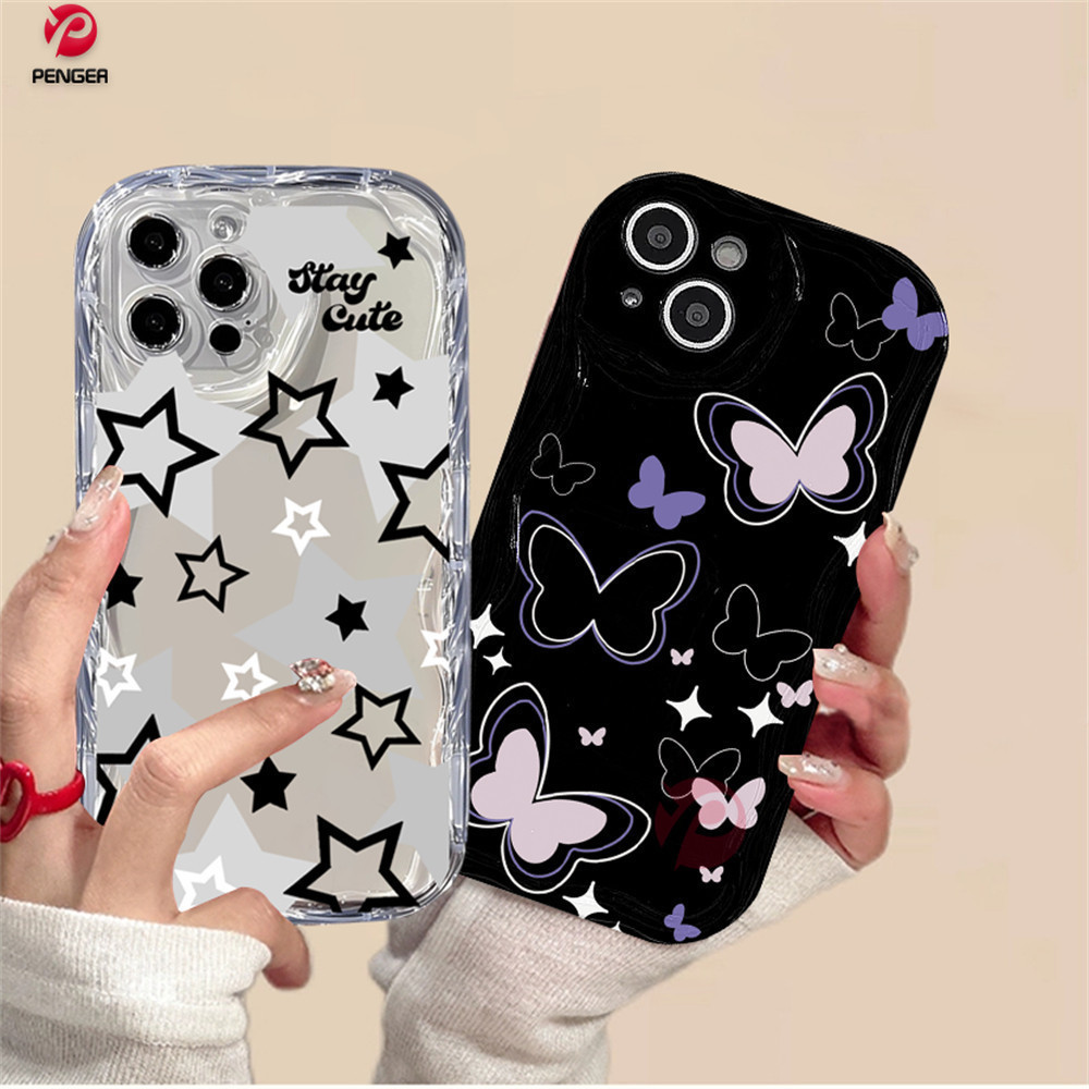 Casing hp Infinix Hot 40i Smart 8 Hot 30i Note 30 Note 12 G96 Hot 20S Hot 12 Play 11 Play 9 Play Hot 10 Play Smart 7 Smart 5 Smart 6 Simple Fashionable Exquisite Purple Butterfly Wave Edge Smooth And Innovative Design Durable Soft TPU Phone Case PENGER