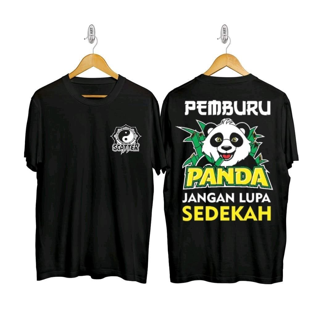 KAOS T-SHIRT PEMBURU PANDA SCATTER HIGH QUALITY COMBED 30s army biru