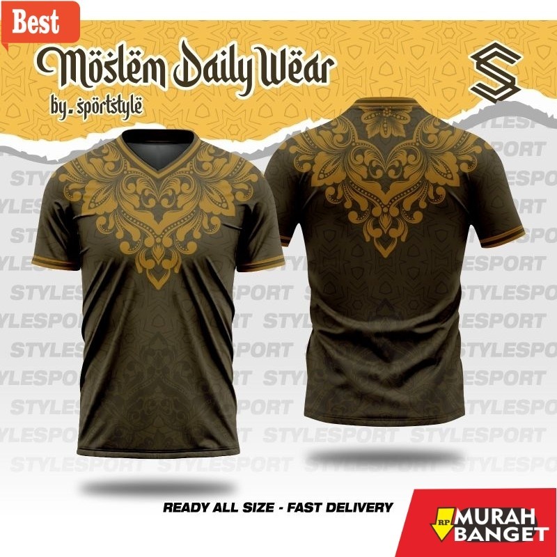 Baju timur tengah pria- BAJU KOKO KAOS PRIA DEWASA MOTIF FULL PRINTING