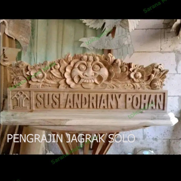

papan nama meja ukir papan nama GWK jati harga pengrajin PJS123
