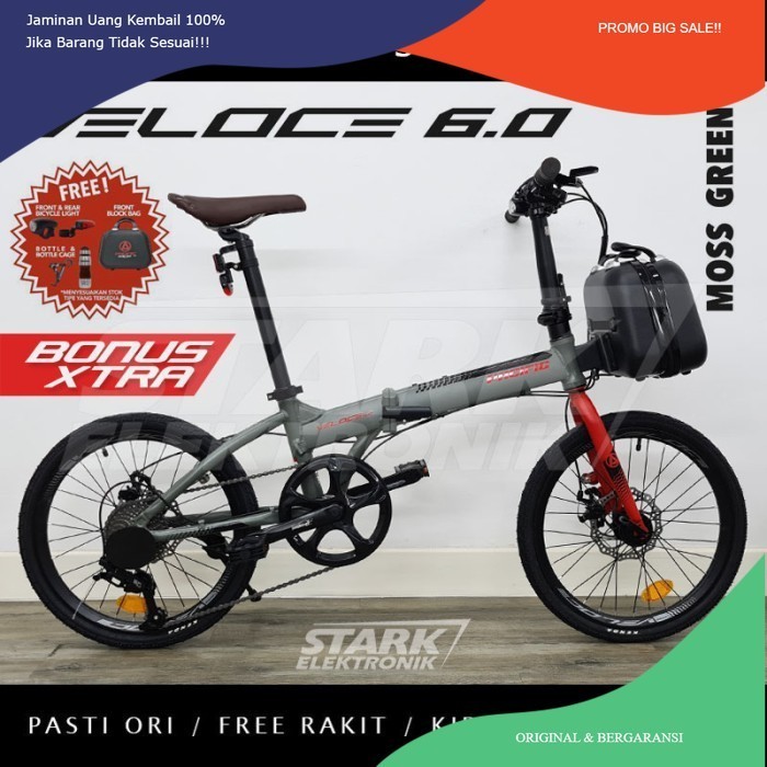 PROMO FLASH SALE Pacific VELOCE 6.0 Sepeda Lipat Folding Bike - Moss Green