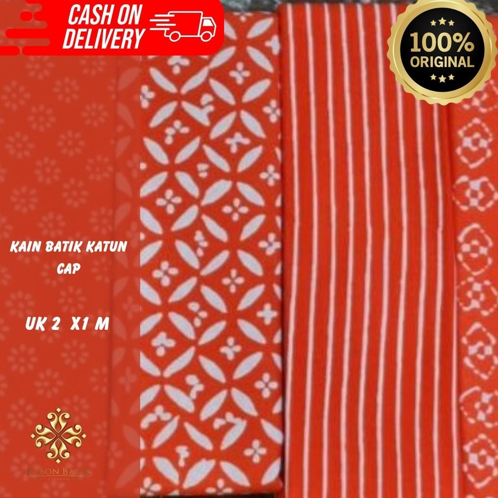 Kain batik Cap Warna Orange Katun Batik Solo 2402160006