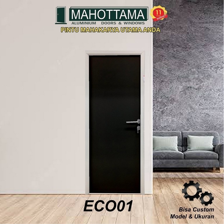 MAHOTTAMA - Pintu Kamar Mandi / Gudang / Kamar Tidur Aluminium Rumah 80 x 200cm 1 Set Kusen Kunci Ha