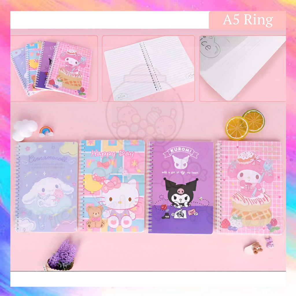 

Buku Tulis / Notebook A5 Ring Sanrio Melody Space Unicorn isi 60 lembar