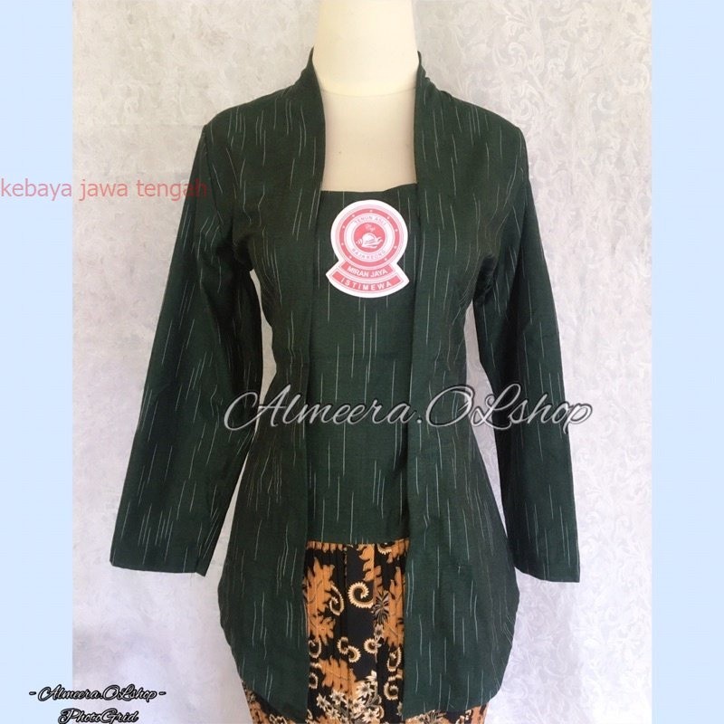 LURIK JAWA kebaya wanita baju kebaya lurik motif hujan gerimis warna hijau Kebaya Bludru