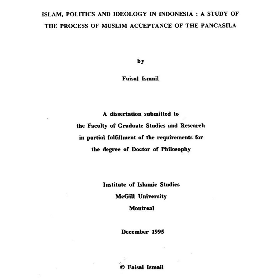 

Islam, politics and ideology in Indonesia : a study of..Faisal Ismail