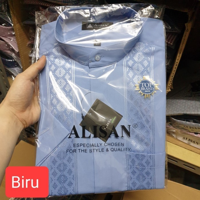 ✨MURAH✨ -Baju Koko Alisan lengan pendek  ukuran 15,5 (L) - Biru