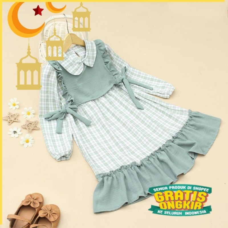 Gamis Anak Crinkle/Maron merah bata red anak tanggng