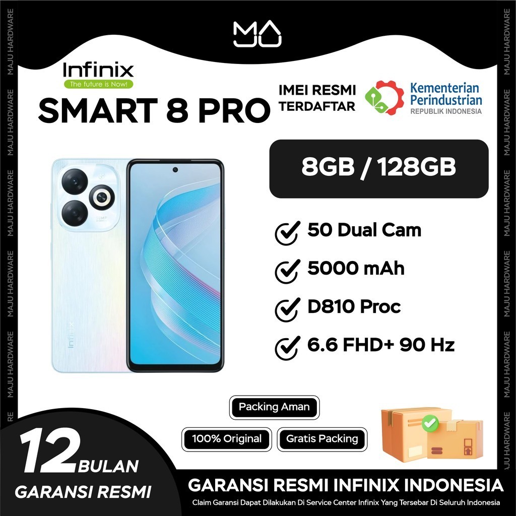 Infinix Smart 8 Pro 8/128GB- Up to 16GB Extended RAM - 6.6"