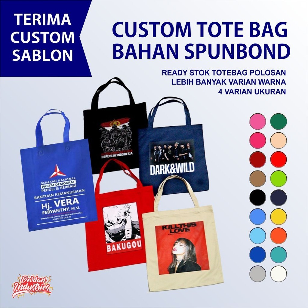 

TAS SABLON TOTE BAG CUSTOM MINIMAL 100 PCS TAS BELANJA SPUNBOND