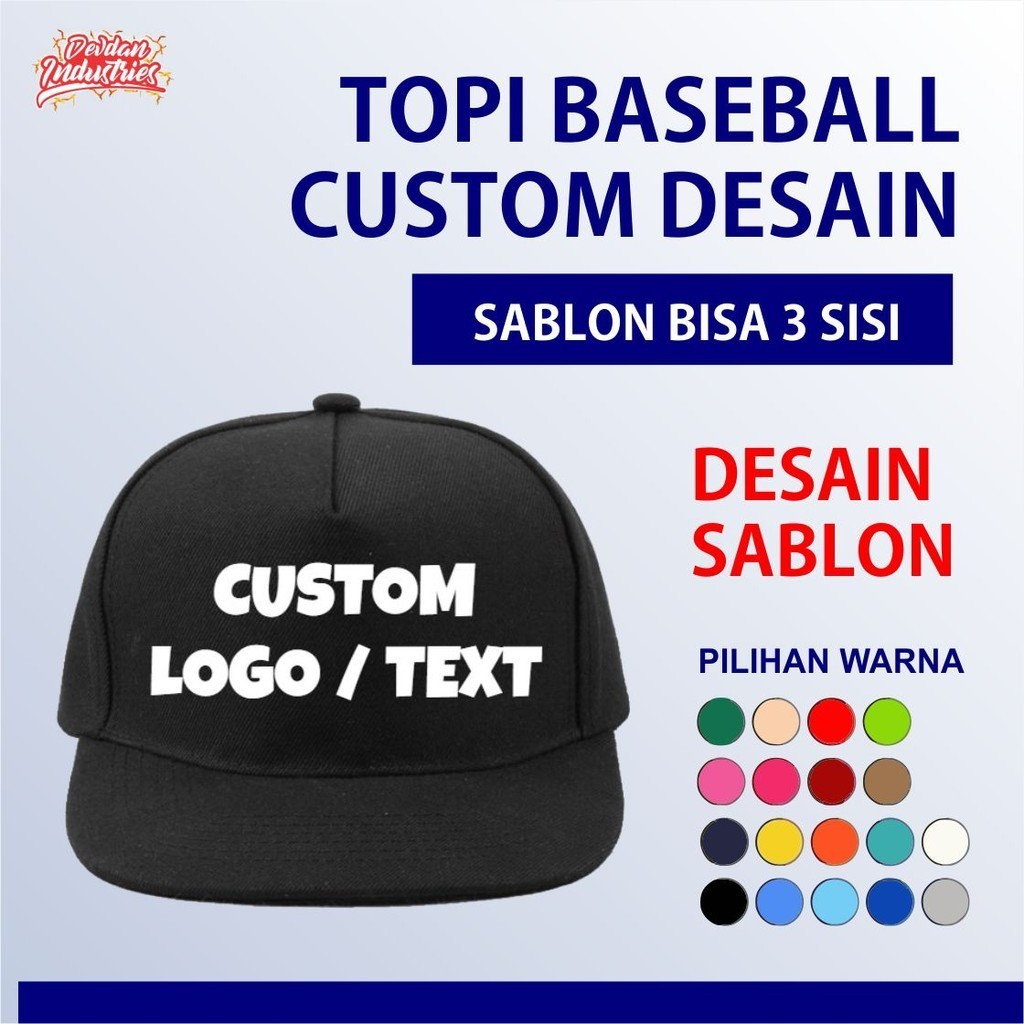 TOPI BASEBALL CUSTOM SABLON DTF FREE DESAIN SABLON CUSTOM TOPI