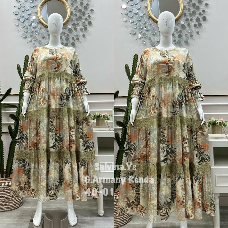 Salvina Gamis Armany silk renda licra
