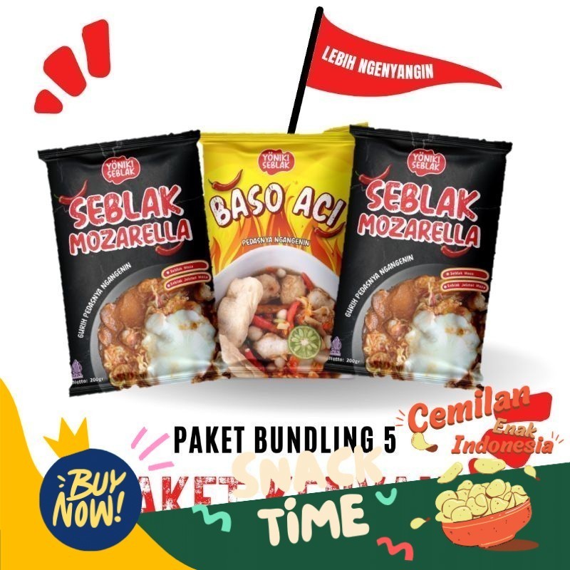 

Special Diskon Paket Bundling 5 Isi Seblak Jeletot Mozarella 2 & Baso Aci Original 1 750gr - Yoniki Seblak