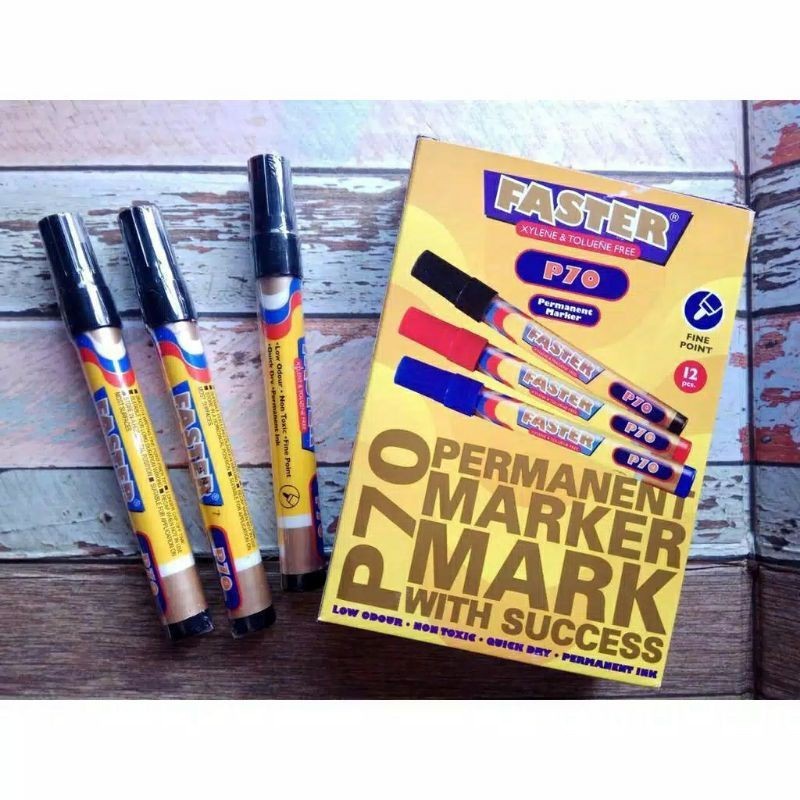 

SPIDOL FASTER Permanen P70 Hitam Merah Biru / Permanent Marker Murah
