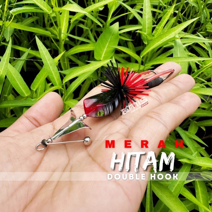 [Best] Super Mini Slater Tek Tok Buzz Slash Bait Umpan Casting Gabus Toman - Merah-Hitam