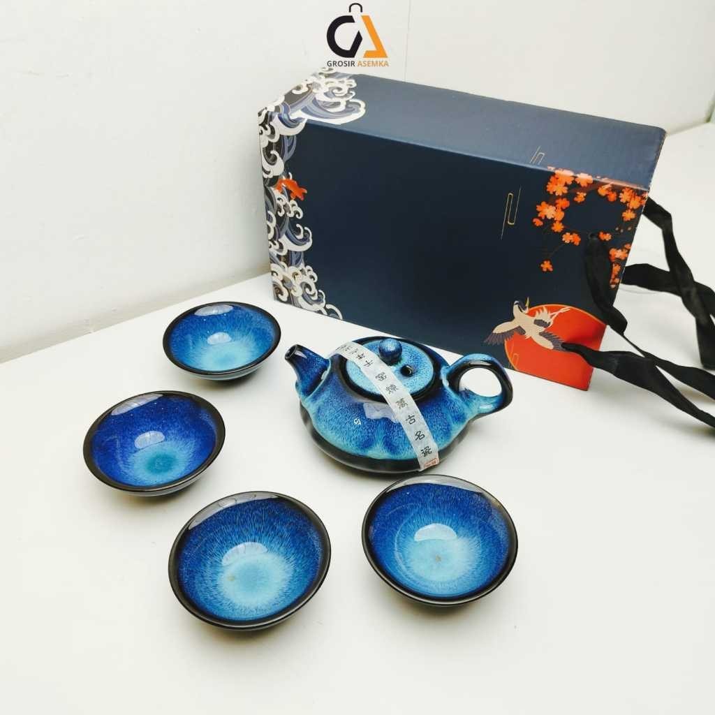 CHINESE TEA POT set Teko Teh China Cangkir Keramik Set 4CUP dan 6 CUP - Chinese Tea Set Ceramic + Fr