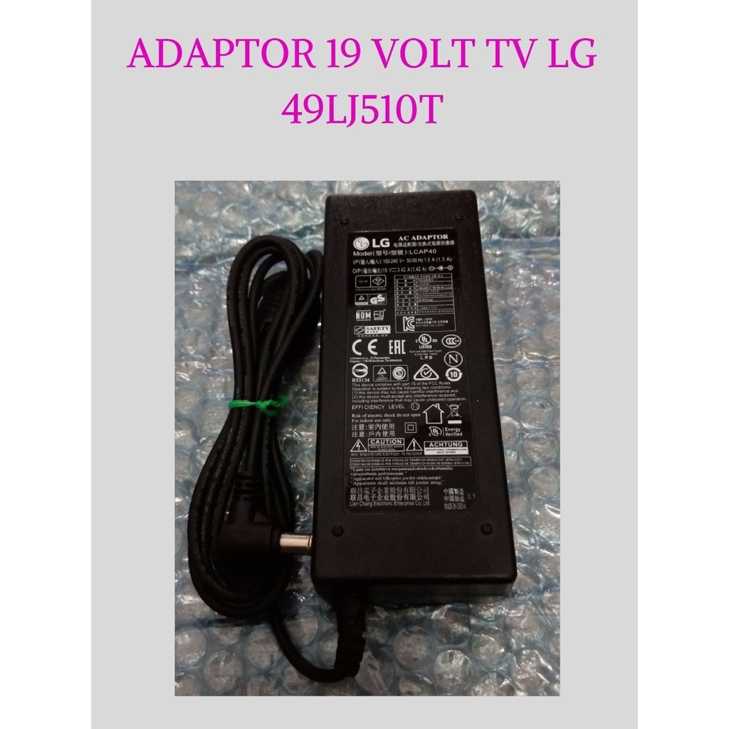 ADAPTOR TEGANGAN OUTPUT 19 VOLT DC 3.42 AMPERE ORIGINAL TV LG UNTUK 43-49 INCH MODEL 49LJ510T
