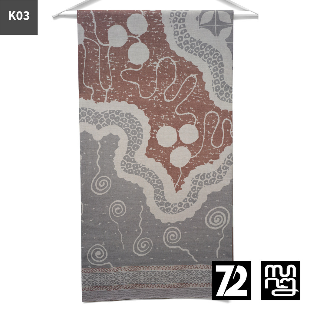 KAIN BATIK KATUN Premium  Motif Abstrak Naga Alam Warna Abu Cokelat Muda 724689 Cap 72 Jarik Jarit S