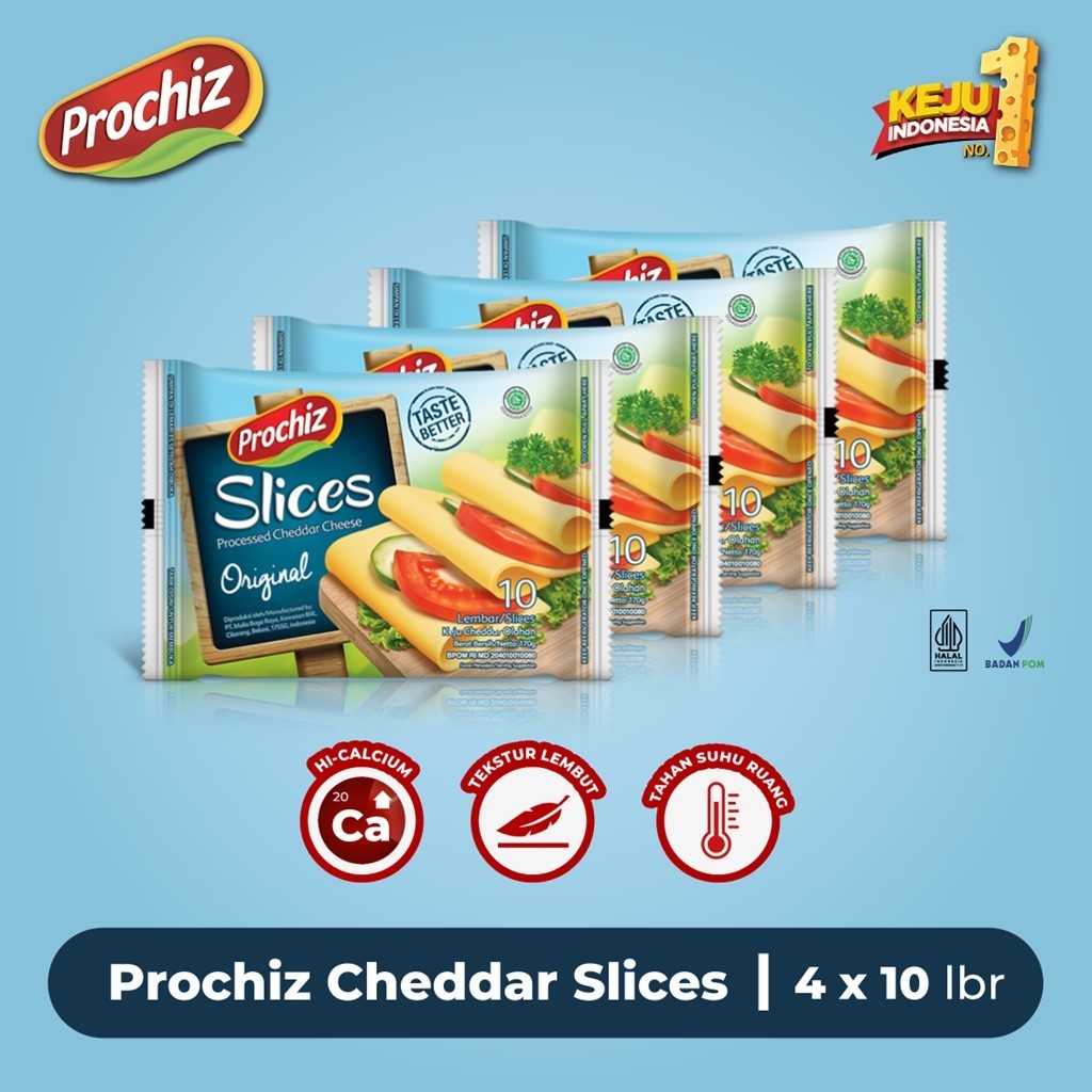 

Keju PROCHIZ Cheddar Slice 10's x 4