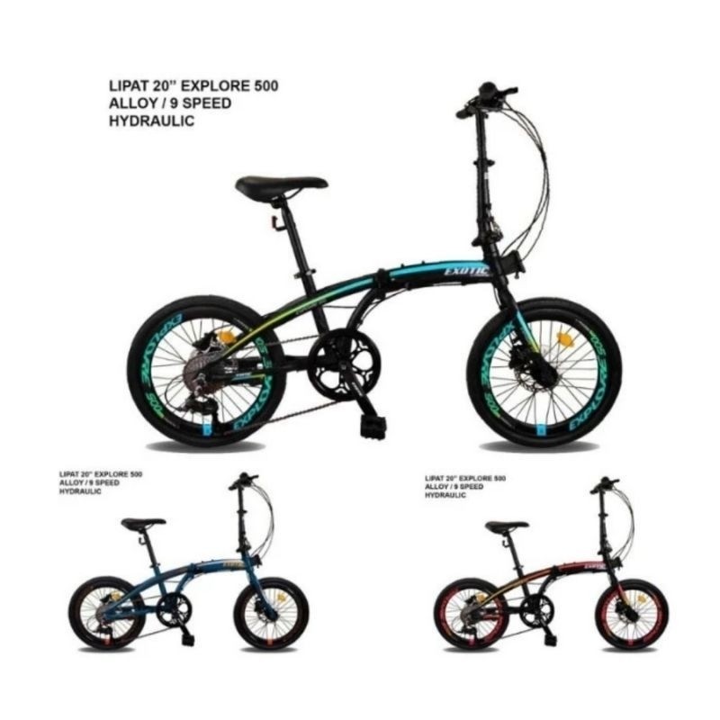 Sepeda Lipat Ban Roda 16 Exotic Explore 300 500 8.0 Alloy Alumunium
