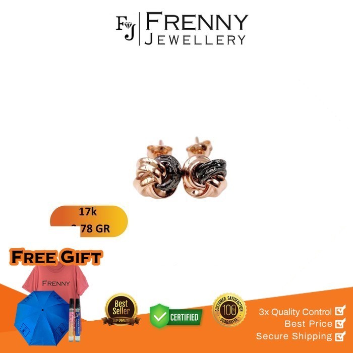 Anting Emas Rose Gold Ameero Tusuk Round Lavani 17K