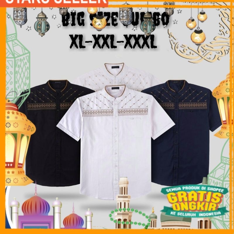 Grosir Baju koko Dewasa Lengan pendek Baju koko pria jumBo big size/ hitam putih merah biru kuning h