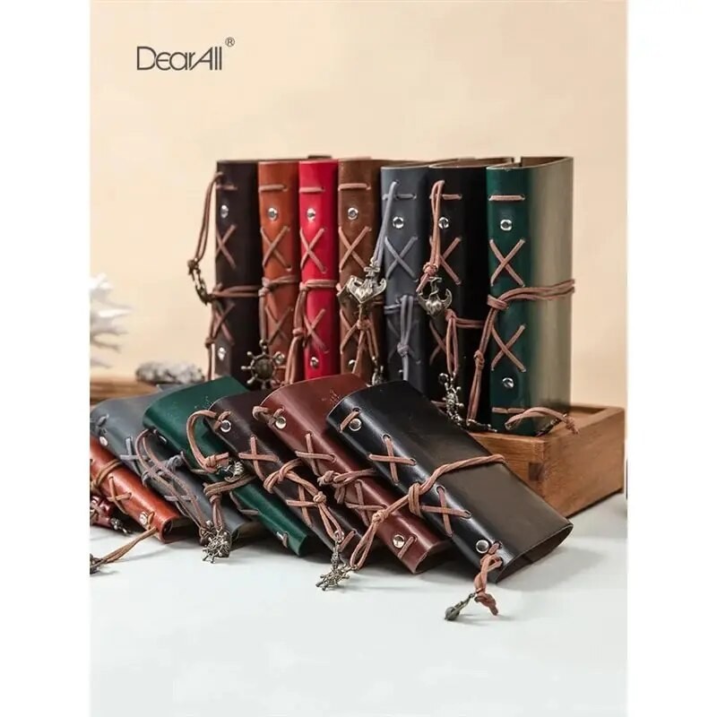 

Vintage European Pirate Notebook Creative Travel Diary Loose-leaf Clip Notepad Sketchbook Made Cow Leather