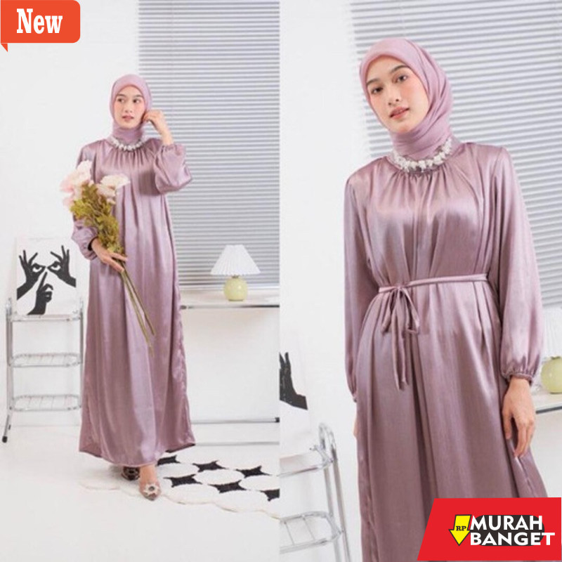 Gamis wanita untuk lebaran- GAMIS DRESS SHIMER SHIMMER CRADENZA LUNA DRESS GAMIS SATIN MENGKILAP GAM
