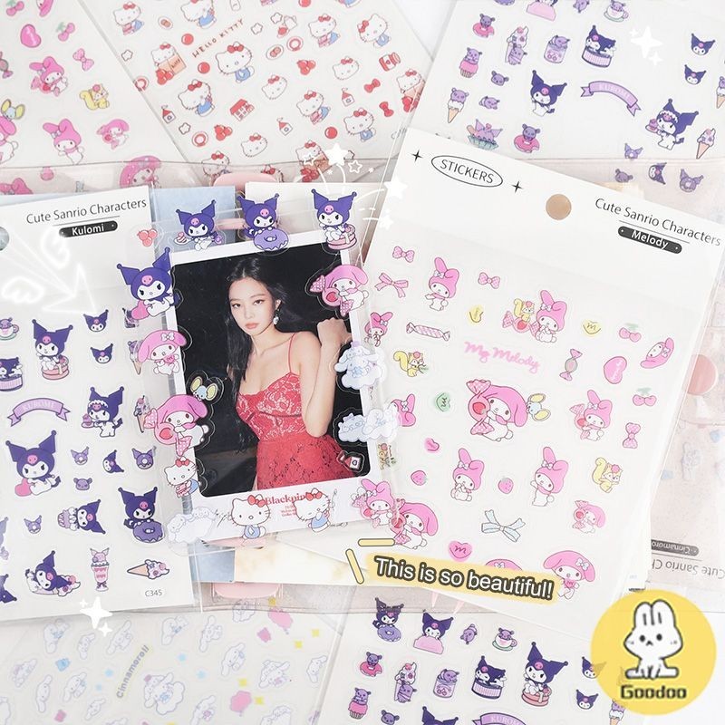 

COD Sticker Original Transparan Scrapbook Kuromi Melody Kitty Cat Gelas Air Diary Buku Notebook Sticker Box PVC Korea Mainan Dekorasi MG - GOOD