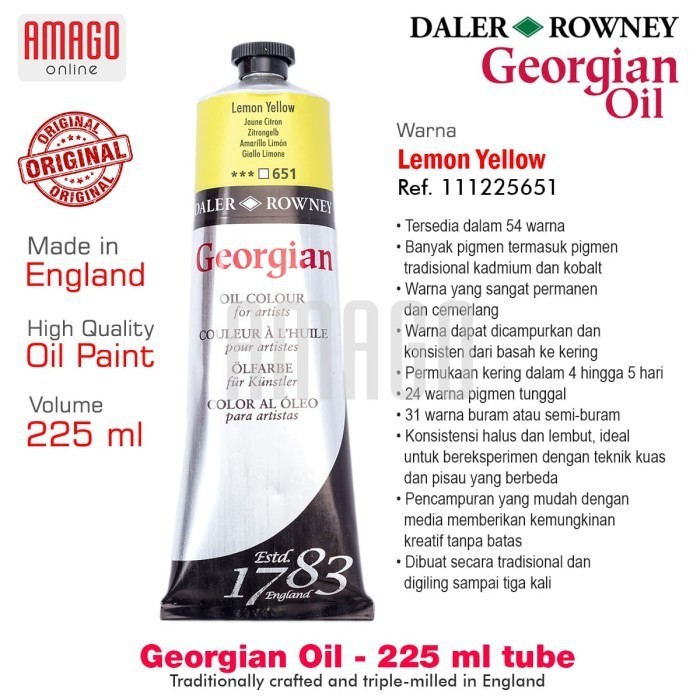 

Cat Minyak Lukis DALER-ROWNEY Georgian Oil Paint 225 ml - Lemon Yellow - 111225651