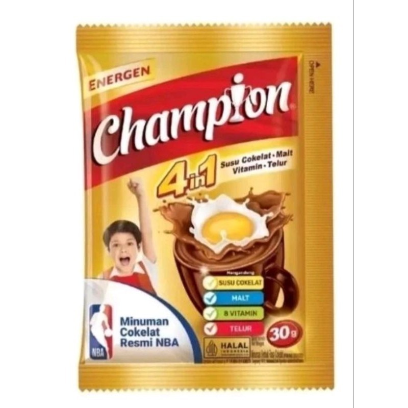 

Energen Champion 4 in 1, 30 gram, susu coklat, 10 saset, Gratis sendok selama persediaan masih ada