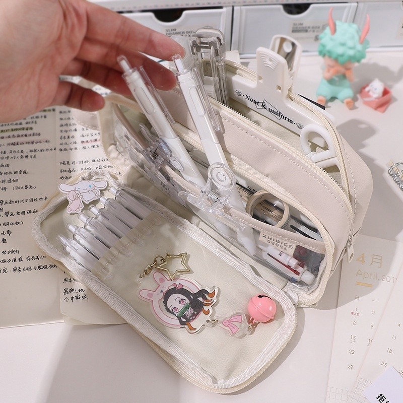 

HenJO INS Pencil Case Large Capacity Pencil Case Simple Japanese Stationery Storage Bag School