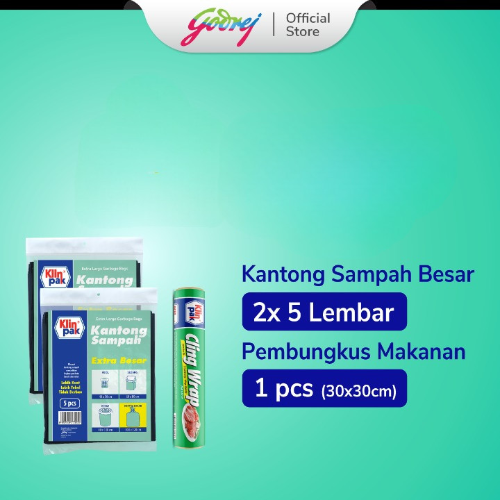 Klinpak Kantong Sampah Besar x2 + Cling Wrap Refill Reguler