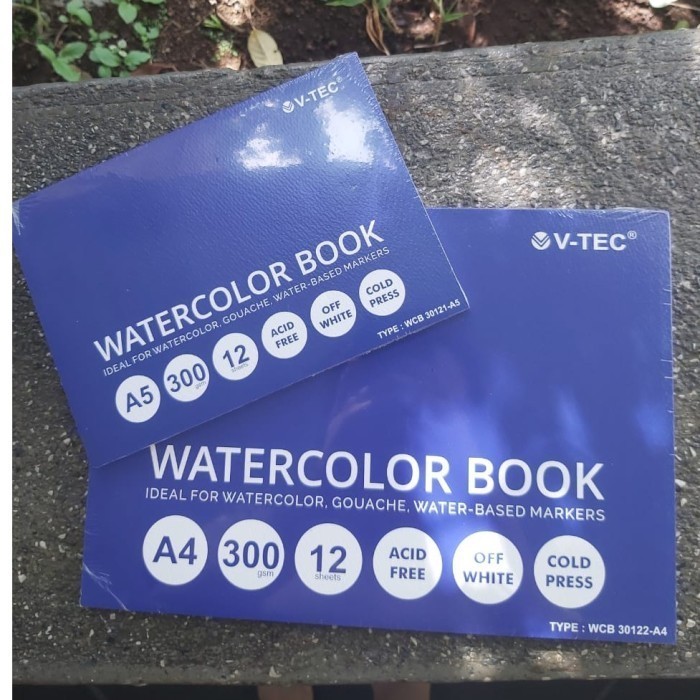 

WATERCOLOR BOOK V-TEC A5 300 GSM OFF WHITE 12 SHEETS WCB-30121/A5