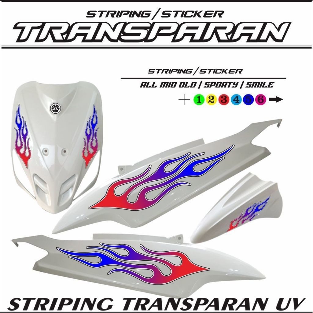 STRIPING TRANSPARAN / striping transparan motif api mio old mio sporty