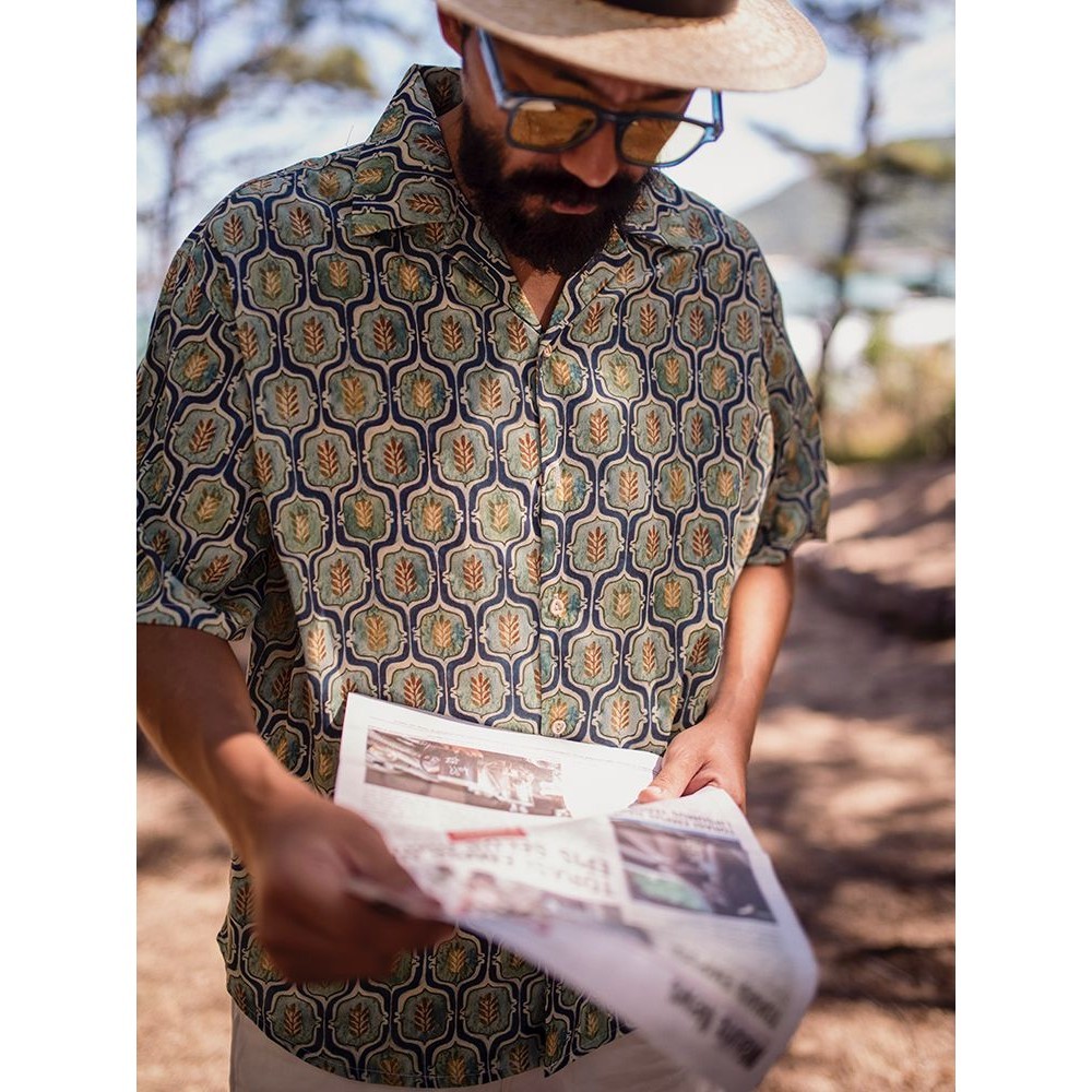 Kemeja Pria Baju Kaos Kerah Pria DistroRetro shirt short sleeved oversized