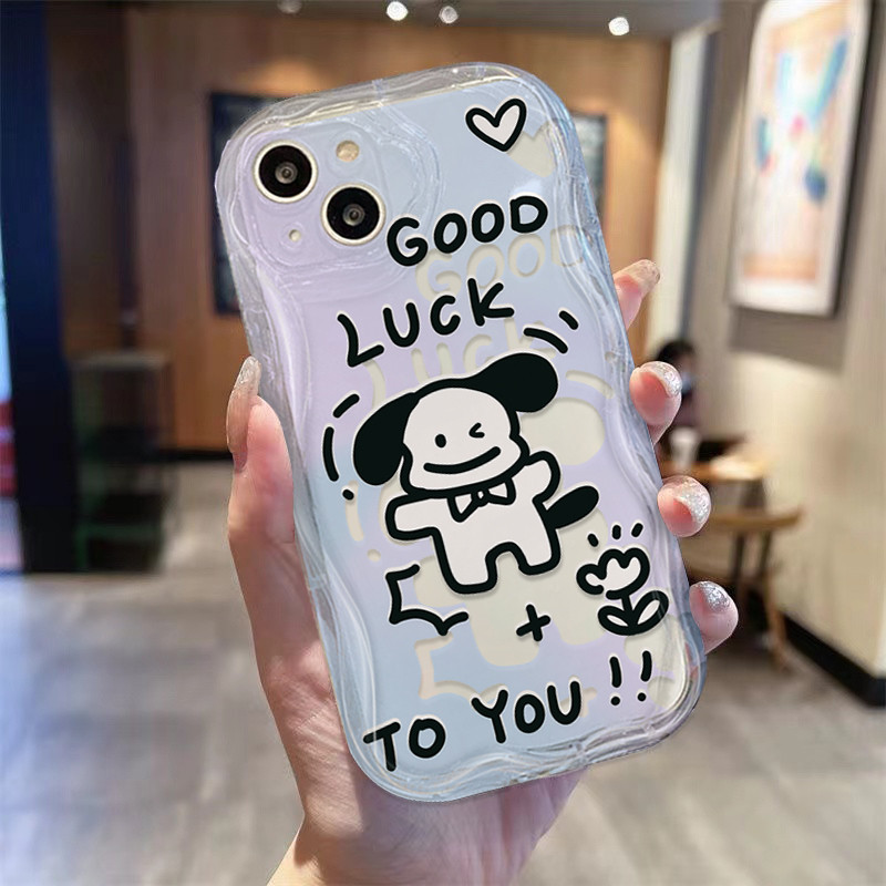 cute Casing Ponsel Mentega hp iPhone 15 Pro Max iPhone 11 12 14 Anak anjing semoga beruntung untukmu