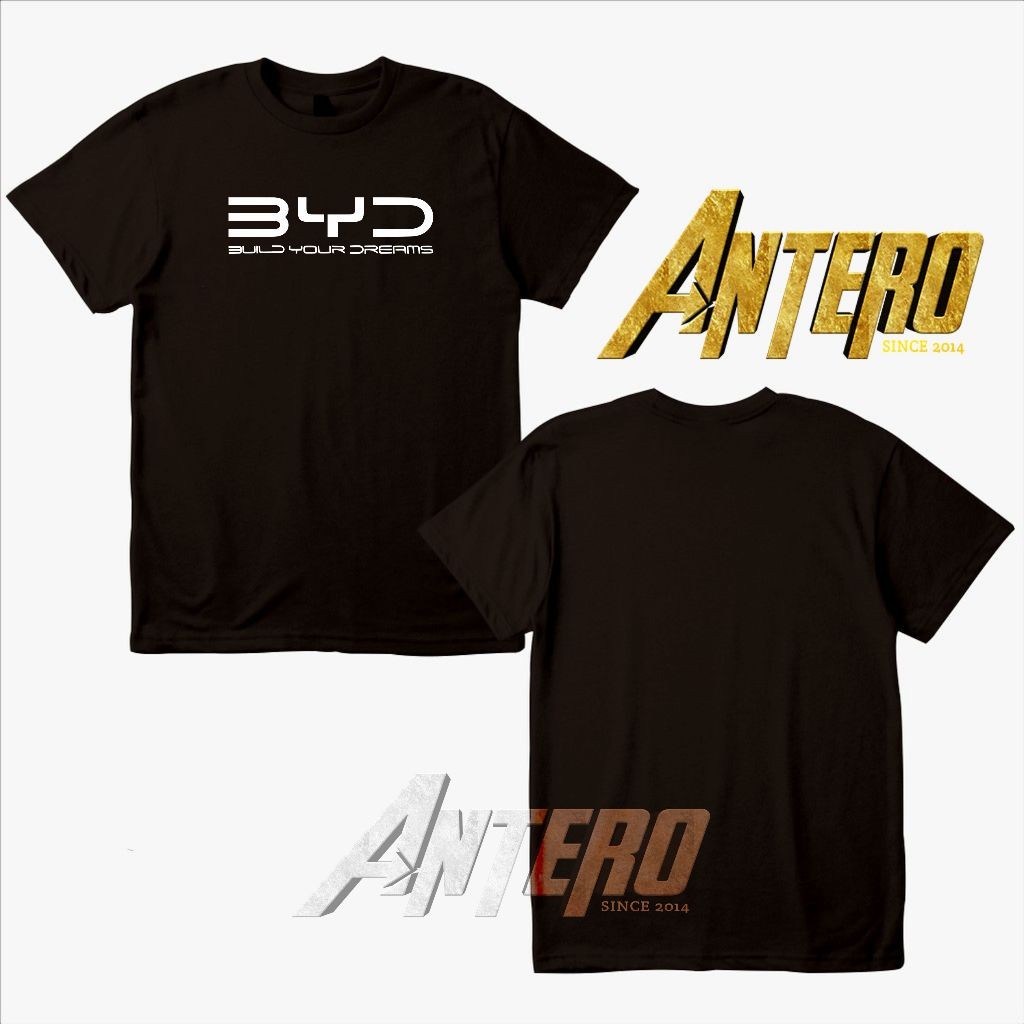 Kaos distro mobil listrik BYD Build Your Dreams auto dewasa dan anak _Playmoreshop
