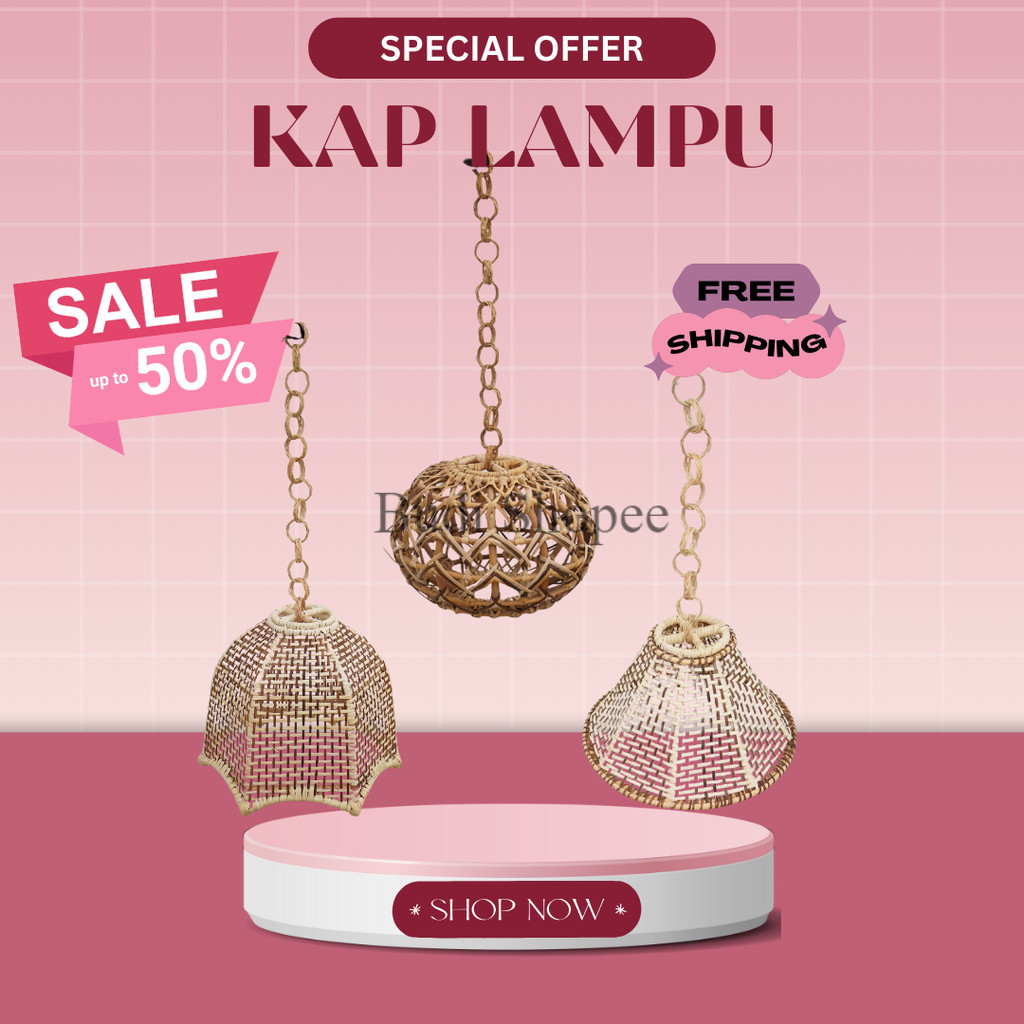 Tempat Kap Lampu Rotan Gantung, Fitting Lampu Estetik & Kokoh untuk Dekorasi Interior Natural