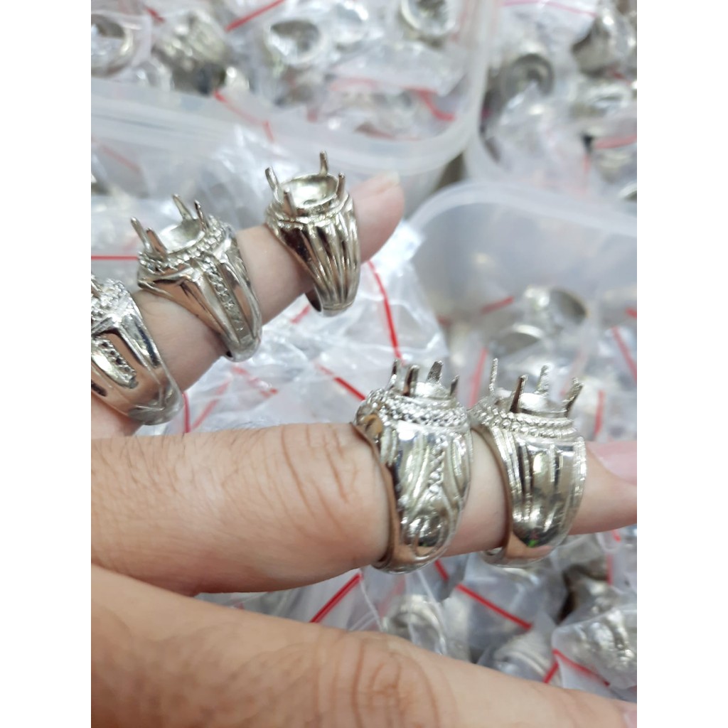 HARGA GROSIR. 10 Pcs RING ALPAKA SUPER SILVER / Emban Cangkang Cincin Alpaka Silver Anti Luntur / Em