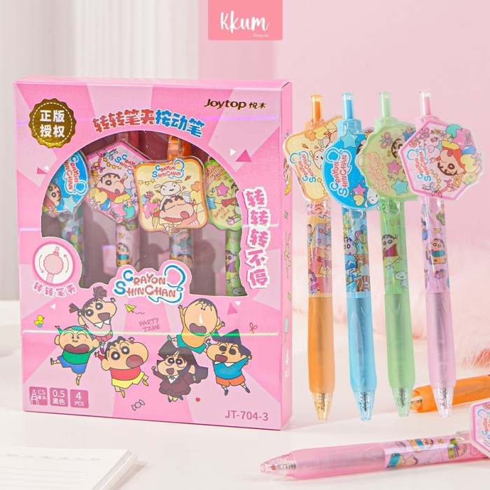 

4PCS Pen Gel Set Karakter Crayon Shinchan Pulpen Gel Mekanik 0.5mm
