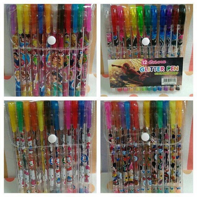 

Set pulpen / pena Glitter isi 12 warna