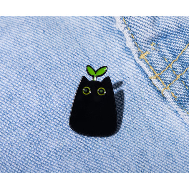 Cartoon Cute Black Cat Shape Metal Enamel Brooch Fashion Creative Animal Badge Pin Jewelry Children'