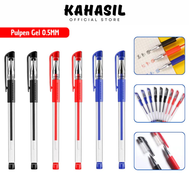 

Pulpen Bolpoin Gel Ink Pena Pen Tinta Cair Standart Warna Merah Hitam Biru
