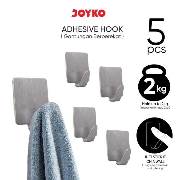 Gantungan Adhesive Hook Tempel Dinding Perekat Joyko ADHK-3190 Stainless Steel
